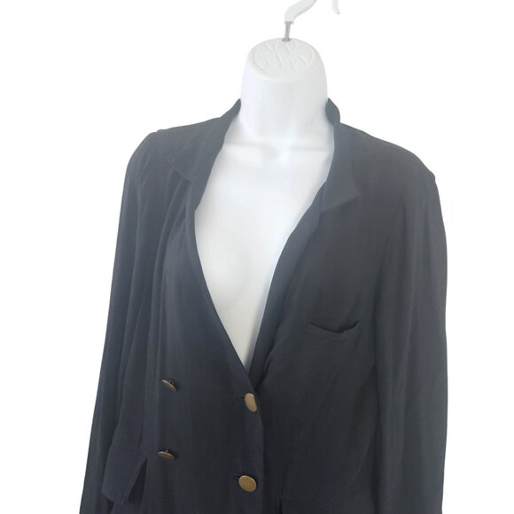 Free People Black Double-Breasted Blazer Dress With Gold Buttons - Size S - Picture 5 of 8